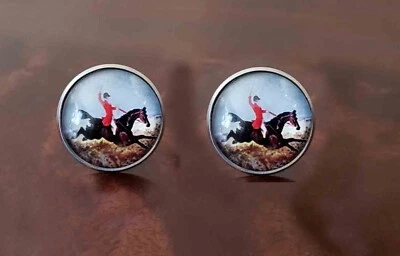 Gemelos Gascoigne Fox Hunt plateados aleación de zinc ecuestres para hombre Foto 1 de 2