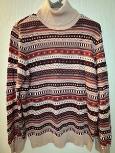 Suéter Ann Taylor Rosa Borgoña Fair Isle Cuello Alto Manga Larga Para Mujer’s Grande - Imagen 1 de 7