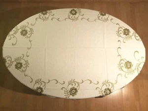 Tischdecke 1,30x1,50m hellbeige Handarbeit Baumwoll-Garn Stickerei Blumen MS189 - Bild 1 von 10