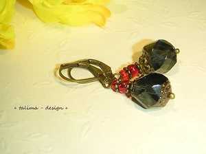Ohrringe Bronze + Blau +Böhmische Glasperlen Vintage Antik Look - Bild 1 von 2