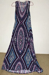Maggy London Women's Size 8 Multicolor Geometric Sleeveless V-Neck Maxi Dress - Picture 1 of 7