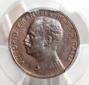 1918, Italy, Victor Emanuel III. Copper 1 Centesimio. Top Pop 2/0! PCGS MS-64! - Picture 1 of 3