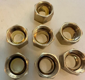 QTY SIX-3/8” Solid Brass Compression Nut and Ferrule - Picture 1 of 4