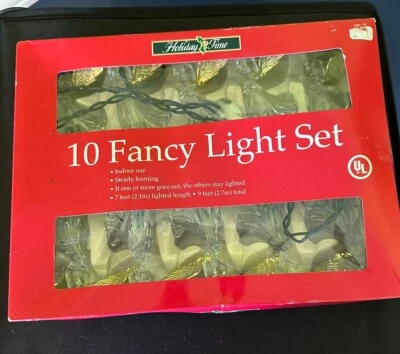 Holiday Time Angel Christmas Tree Light Set Of 10 Clear Gold Wings 7ft Clips - Image 1 of 4