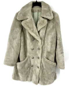Vintage Sears Fashions Womens Faux Fur Coat Size 10 Gray Washable Pile Fabric - Picture 1 of 13