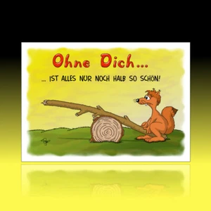 10 lustige Postkarten Grußkarten Freundschaft Liebe Herz Cartoon 'Ohne Dich ...' - Bild 1 von 2