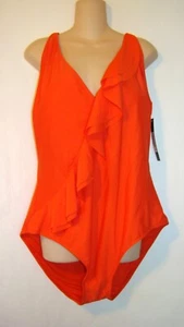 Neu mit Etikett Catherine Malandrino Damen Plus One Piece orange Rüsche Badeanzug 3X A111 - Bild 1 von 11