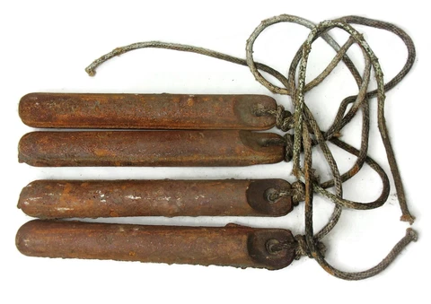 Lot of 4 Antique Vintage Old Cast Iron Window Sash Weights 5Lbs 12" Long Cover