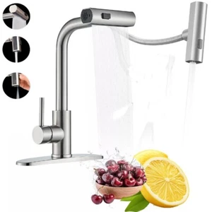Brushed Kitchen Sink Faucet Pull Out Sprayer 3 Modes Single Handle Mixer Tap - Bild 1 von 14