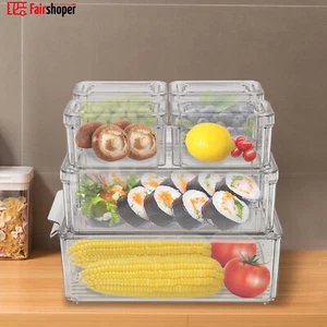 7PZ PET Organizer Frigo Cucina Frigo Box Portaoggetti Armadio Contenitore - Foto 1 di 21