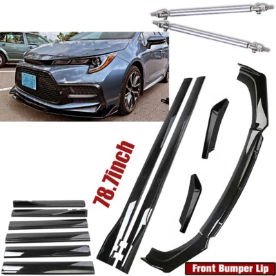 For Toyota Corolla Front Bumper Lip Spoiler+Splitter Side Skirt Rear Strut Rod - Изображение 1 из 4