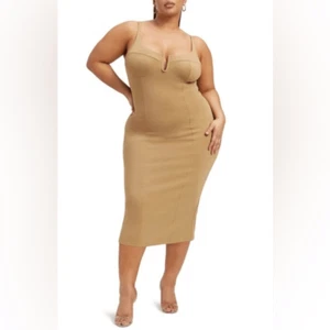 Good American NWT Corset Scuba Midi Dress in pecan SIZE 2xl (5) women’s Bodycon - Picture 1 of 9