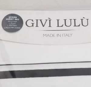 4 pc Givi LuLu Brea Made in Italy 100% Cotton Percale Queen Sheet Set NIP - Picture 1 of 14