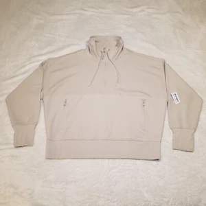 Old Navy Active Sweatshirt Womens Dynamic Fleece 1/4 Zip Cream XXL NWT - Picture 1 of 4