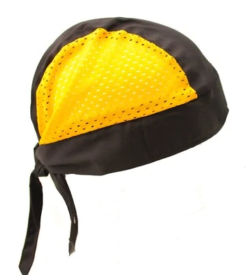 Black & Yellow  Wiz Khalifa Cool Mesh Air Flow Skull Cap DuRag - Image 1 of 2