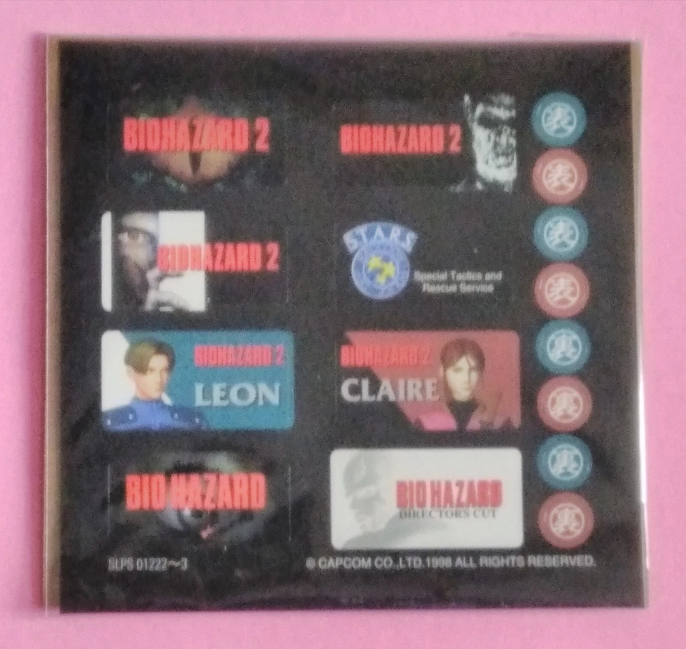 Resident Evil 2 (1998) 8 MEMORY CARD STICKERS, Capcom official - Image 1 of 1