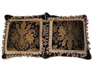 Austin Horn Classics Lismore Black Boudoir Throw Pillows Black And Gold Luxury - Picture 1 of 6
