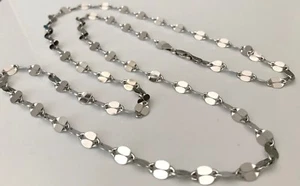 17.1 g - Sterling Silver Fancy Link Chain Necklace - 36" Platinum Rhodium Finish - Picture 1 of 5