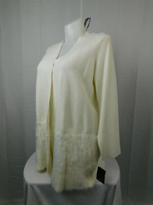 Cárdigan de piel sintética pestañas delanteras abiertas talla grande Alfani - 3X, marfil nube #8352 Foto 1 de 2