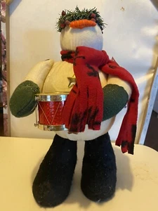 HANDMADE PRIMITIVE Snowman Hand Signed Folk Art - Picture 1 of 4