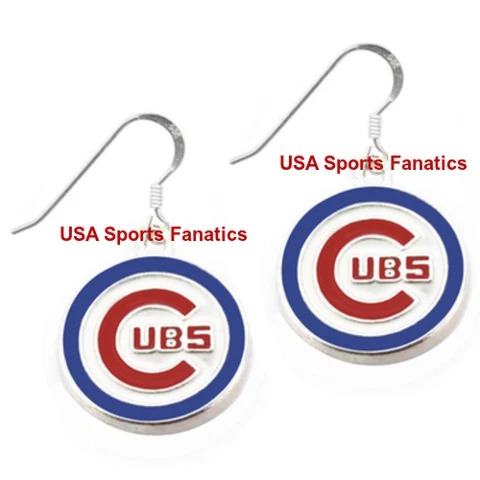 MLB - Chicago Cubs 925 Sterling Silver J Hook Team Logo Dangle Earrings Cover