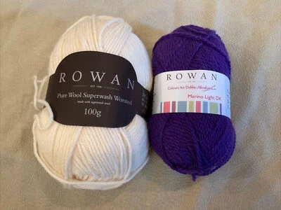 Rowan Wool Yarn Lot Ivory Superwash Purple Merino Light DK Debbie Abrahams - Image 1 of 4