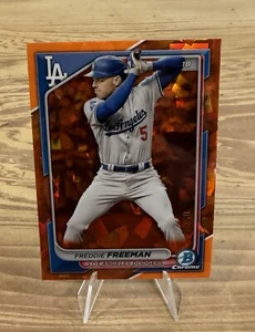 2024 BOWMAN CHROME SAPPHIRE FREDDIE FREEMAN Jersey # 5/25 ORANGE WS MVP - Picture 1 of 3