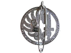 INSIGNE DE BERET DES DRAGONS PARACHUTISTES 13° RDP (ARGENTE BRILLANT + NUMEROTE) - Picture 1 of 2