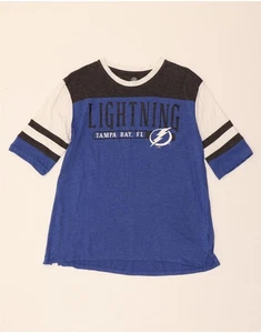 NHL Damen Grafik T-Shirt Oberteil US 8/10 mittelblau Colourblock Baumwolle CT36 - Bild 1 von 3