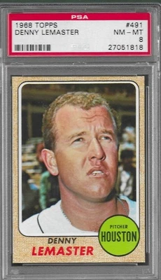 1968 Topps #491 Denny LeMaster, Houston Astros PSA 8 NM-MT - Image 1 of 3