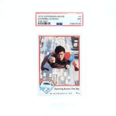 1978 Topps Superman #4 PSA 7 Zooming Across the Sky Christopher Reeves - Image 1 of 2