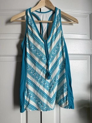 Tankini de playa azul y blanco talla 10 playa tropical piscina modesto Foto 1 de 4