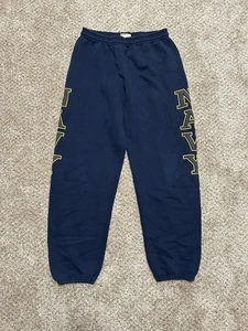 Pantalones deportivos emitidos por la Marina de los Estados Unidos de los años 90 para hombre medianos azules amarillos logotipo deletreado EE. UU. - Imagen 1 de 8