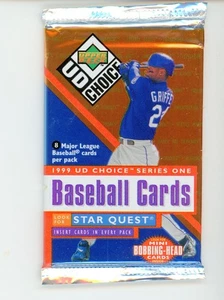 4 PACK LOT 1999 UD CHOICE SERIES 1 BASEBALL, 8 CARDS PER PACK - Bild 1 von 2