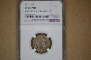 1921-S Buffalo Nickel- NGC VF Details.  Rare Date. - Picture 1 of 5