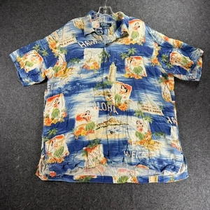 Camisa Hawaiana Polo Ralph Lauren Vintage Camp Aloha Para Hombre L Azul Tropical - Imagen 1 de 10