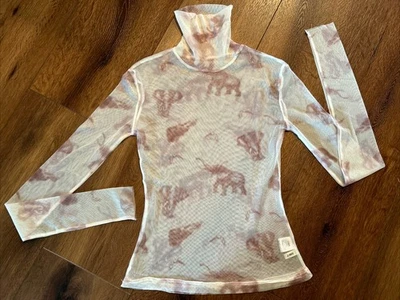 J. INC длинные рукава верхний чистый кремовый со слоном узор размер средний над рубашка - Изображение 1 из 4