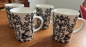 Iittala Taika 13,52 oz. Kaffeetassen Vogel Design schwarz-weiß 4er Set - Bild 1 von 7