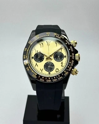 Seikmod Arabic Gold Panda Chrono | Quartz | Black Ceramic Bezel | 40mm - Image 1 of 4