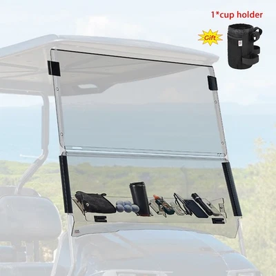 Carro de golf plegable parabrisas transparente con almacenamiento para EZGO TXT 1995-2013 Foto 1 de 4