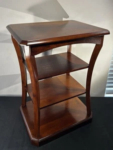 Late 20th C. 4-Tier Mahogany Side Table ~ Bookmatched Top ~ Bombay Co. - Picture 1 of 22