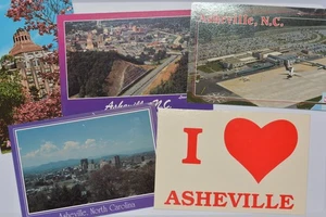 Lotto (5) Cartoline Asheville, North Carolina Aeroporto, vedute panoramiche - Foto 1 di 11