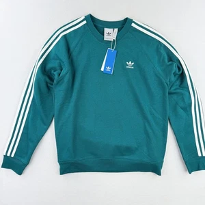 ADIDAS 3 Stripe Crew Sweatshirt Adicolor Size L Mens Legacy Teal JM6125 - New - Picture 1 of 7