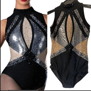 Glamour Disfraz de Baile Solo Plateado Negro Estrás Embellecido Bling SA Adulto - Imagen 1 de 10