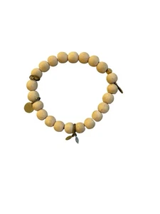 Serefina Anthropologie Wooden Urban Stretch Bracelet Golden Tone Charms - Picture 1 of 5