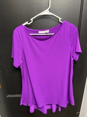 Blusa manga corta Susan Graver púrpura liquidez damas - talla M Foto 1 de 3