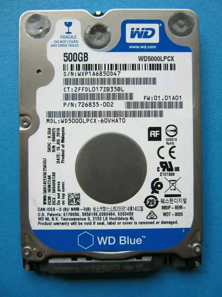 WD Western Digital WD5000LPCX-60VHAT0 500GB Hard Drive 2.5" HDD 2018 T2 WXP1A - Immagine 1 di 4