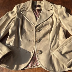 Danier Light Tan Soft Italian Leather Jacket Women’s Size Medium Khaki - Picture 1 of 5