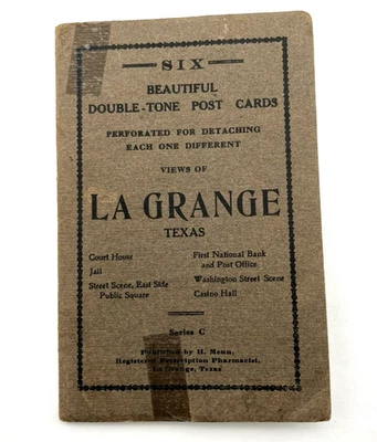 Rare La Grange TX 6 Postcard Booklet Series C by H. Menn Pharmacist – Texas View - Image 1 of 4