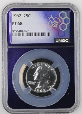 1962 Silver Proof Washington Quarter 25C NGC PF68 - Purple Core Trader Bea - Image 1 of 2